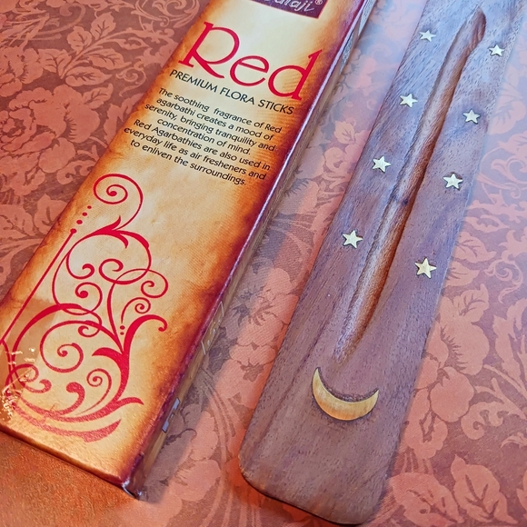 Red Agarbathi Incense and Incense Holder - Picture 2 of 6